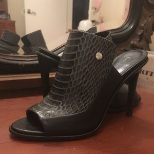 Calvin Klein Black Leather/Snake Skin High Heels